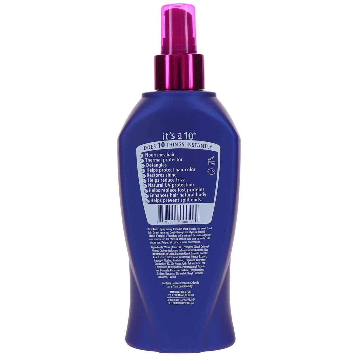 It's a 10 Miracle Leave-In Conditioner 10 Oz packaging with natural ingredients