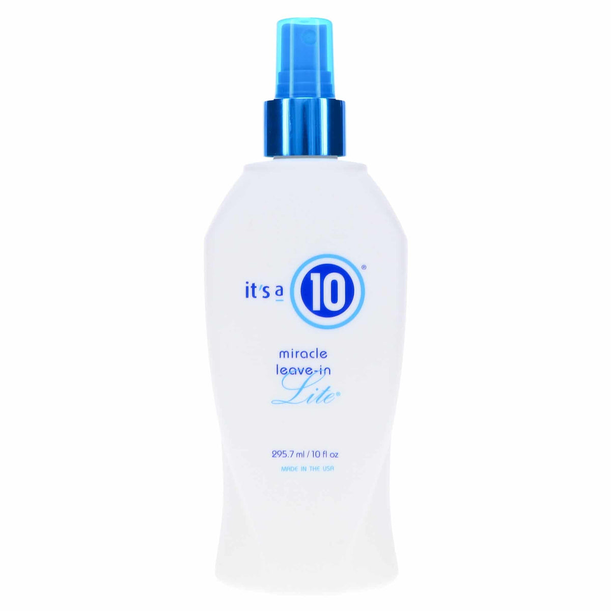 It's a 10 Miracle Leave-In Lite 10 oz front view with spray nozzle