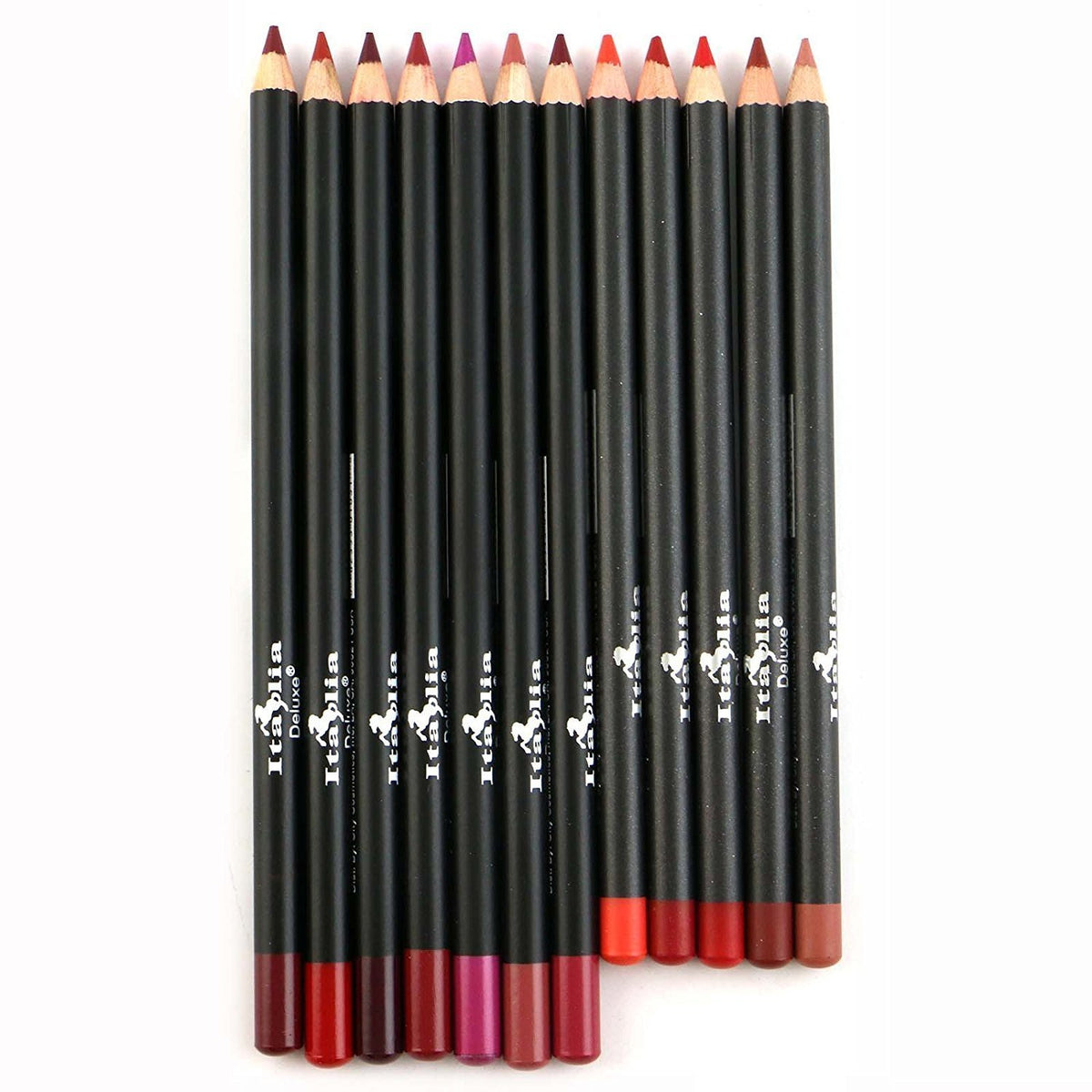 Italia Deluxe 12pc Lip Liner Set assorted colours front view