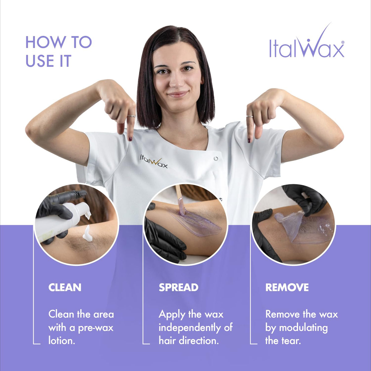 Italwax Hard Wax Beads being applied in a professional waxing setting