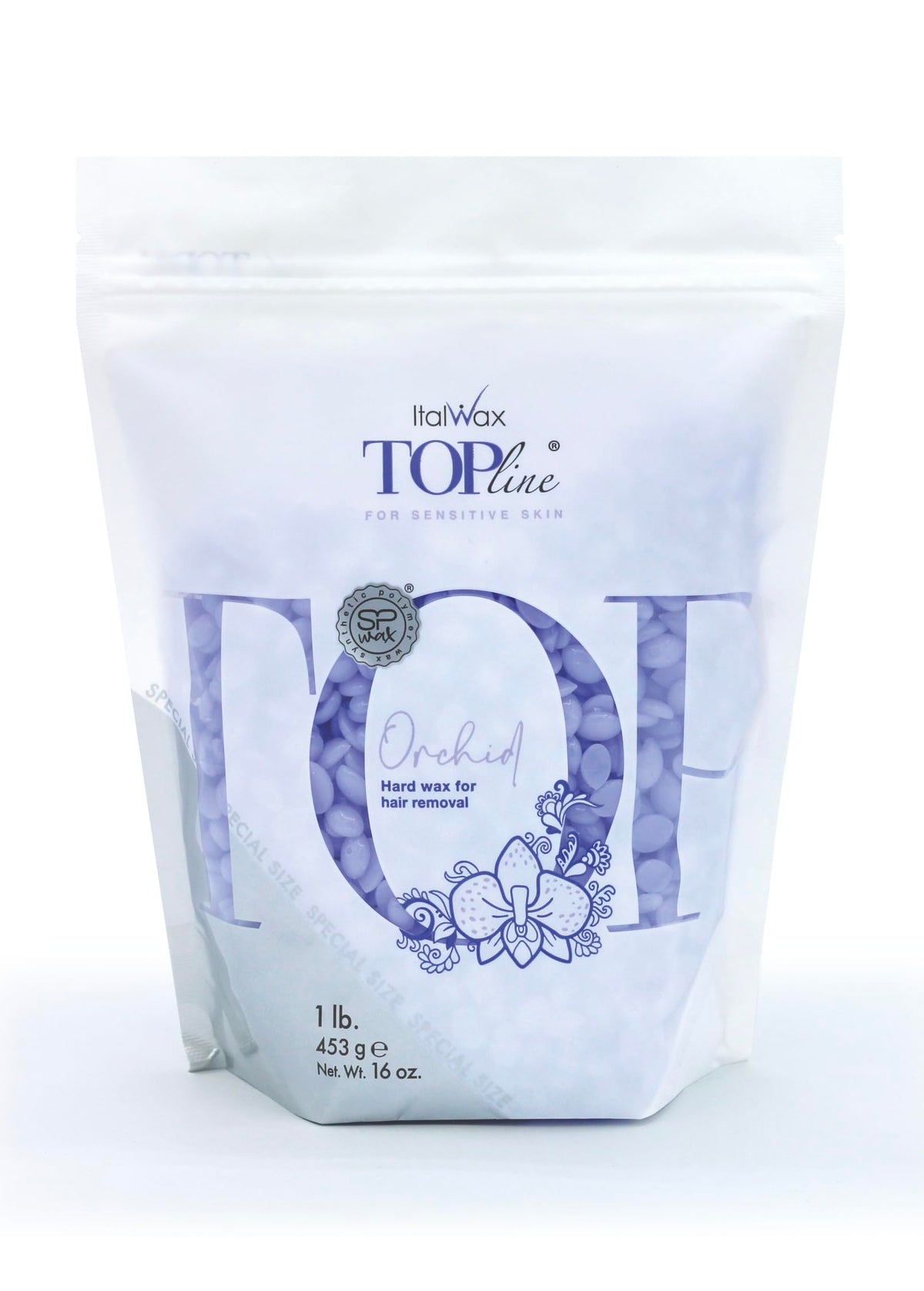 Italwax Top Line Orchid Hard Wax Beads 1 lb package front view