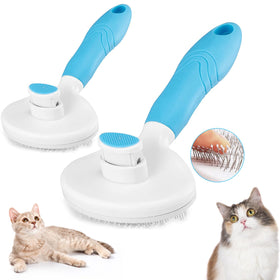 itPlus Self Cleaning Slicker Brush front view in blue