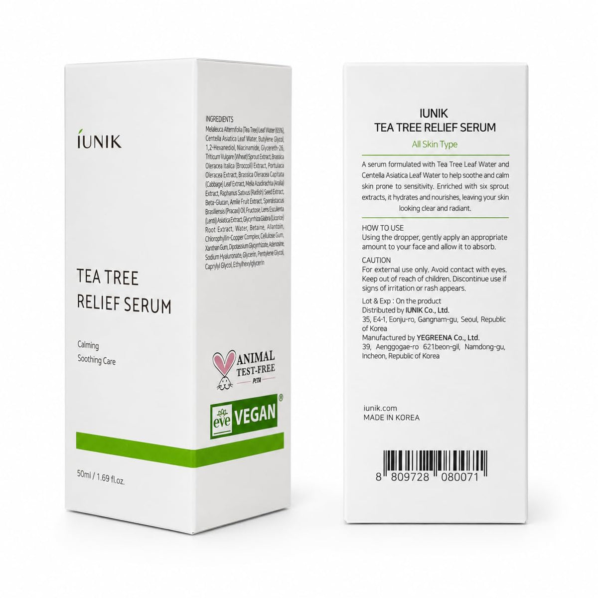 IUNIK Tea Tree Relief Serum with natural ingredients