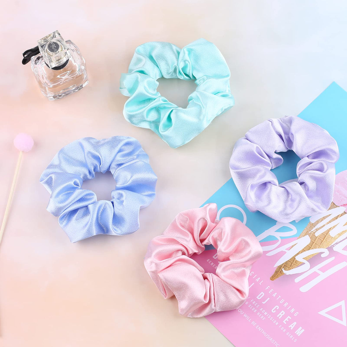 IVARYSS Satin Cute Scrunchies on a wrist