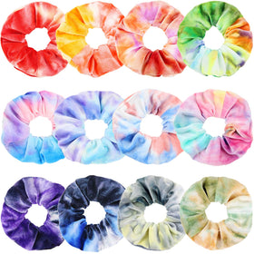 IVARYSS Tie Dye Velvet Scrunchies assorted colours front view