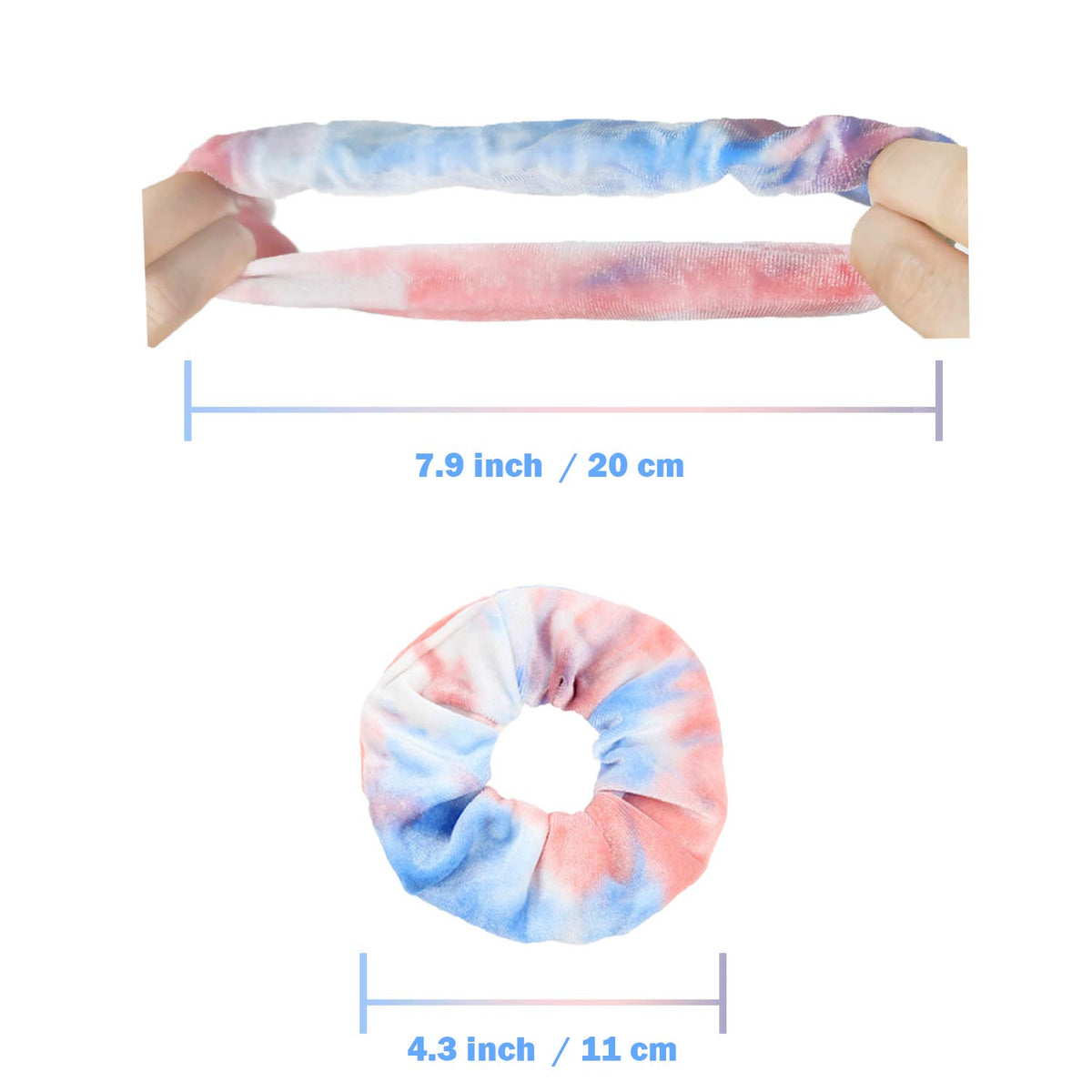 IVARYSS Tie Dye Velvet Scrunchies in a hair bun