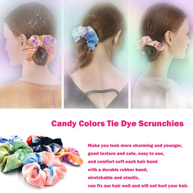 IVARYSS Tie Dye Velvet Scrunchies with a rainbow theme