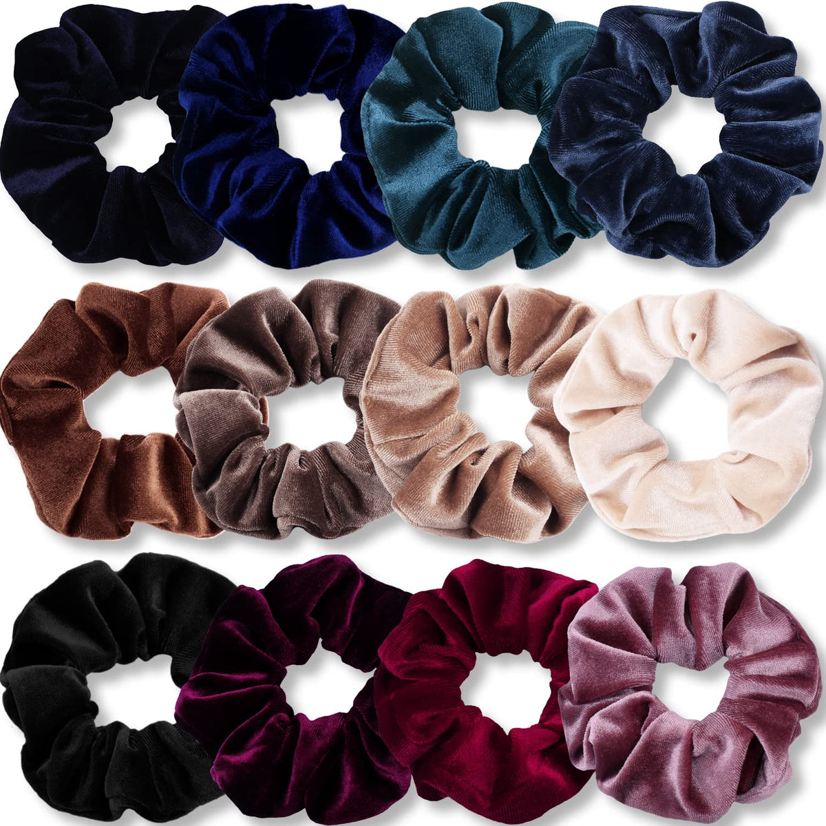 IVARYSS Velvet Scrunchies 12 Pcs dark colours pack