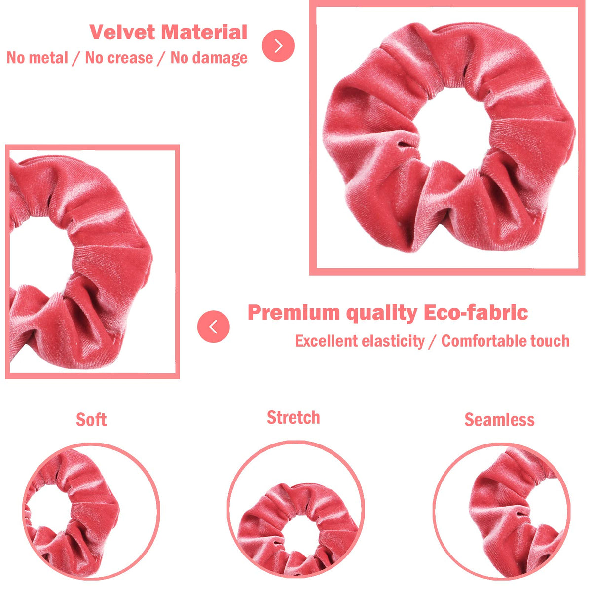 IVARYSS Velvet Scrunchies in a variety of colours displayed