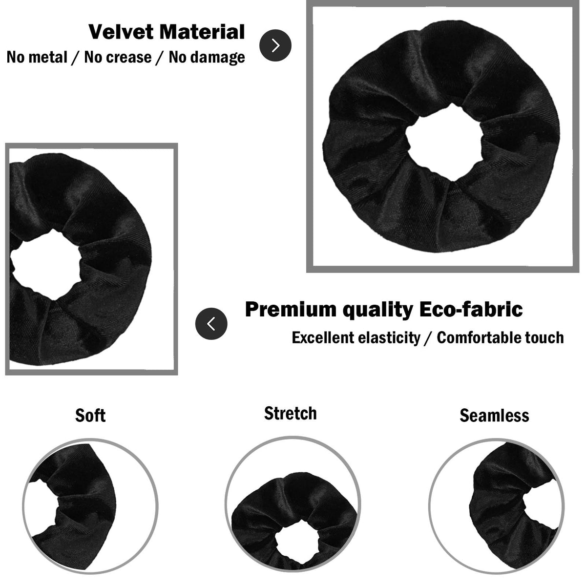 IVARYSS Velvet Scrunchies in a variety of hairstyles
