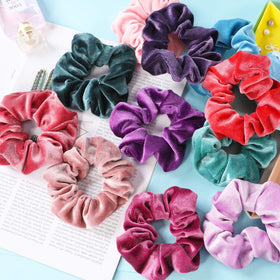 IVARYSS Velvet Scrunchies packaging showing all colours