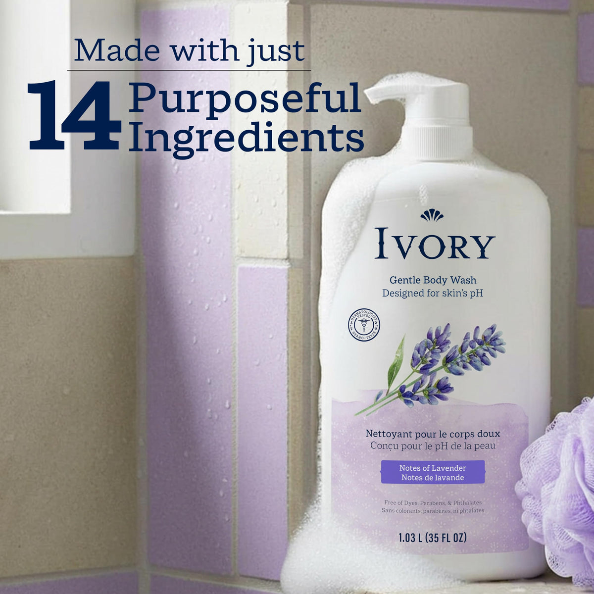 Ivory Body Wash ingredients list on packaging