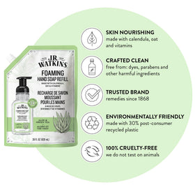 J.R. Watkins Aloe & Green Tea Foam Hand Soap packaging