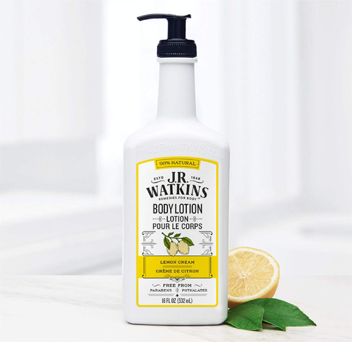 J.R. Watkins body lotion with ingredients like cocoa butter and shea butter