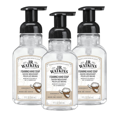 J.R. Watkins Coconut Foam Hand Soap dispenser front view