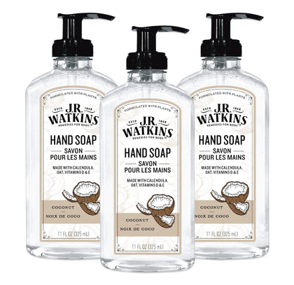 J.R. Watkins Coconut Gel Hand Soap 3 Pack front view