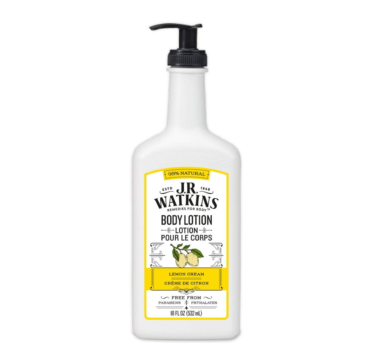 J.R. Watkins Daily Moisturizing Body Lotion Lemon Cream front view