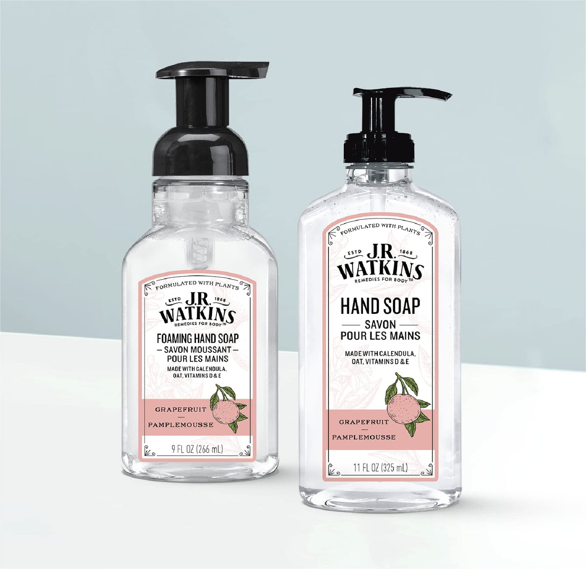 J.R. Watkins Foam Hand Soap 9 fl oz label close-up