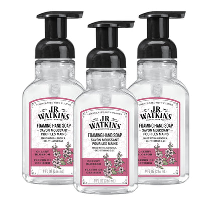 J.R. Watkins Foam Hand Soap Dispenser 3 Pack Cherry Blossom front view