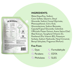 J.R. Watkins Foam Hand Soap ingredients list on packaging