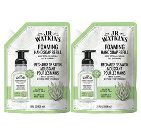 J.R. Watkins Foam Hand Soap Refill 2 Pack Aloe & Green Tea front view