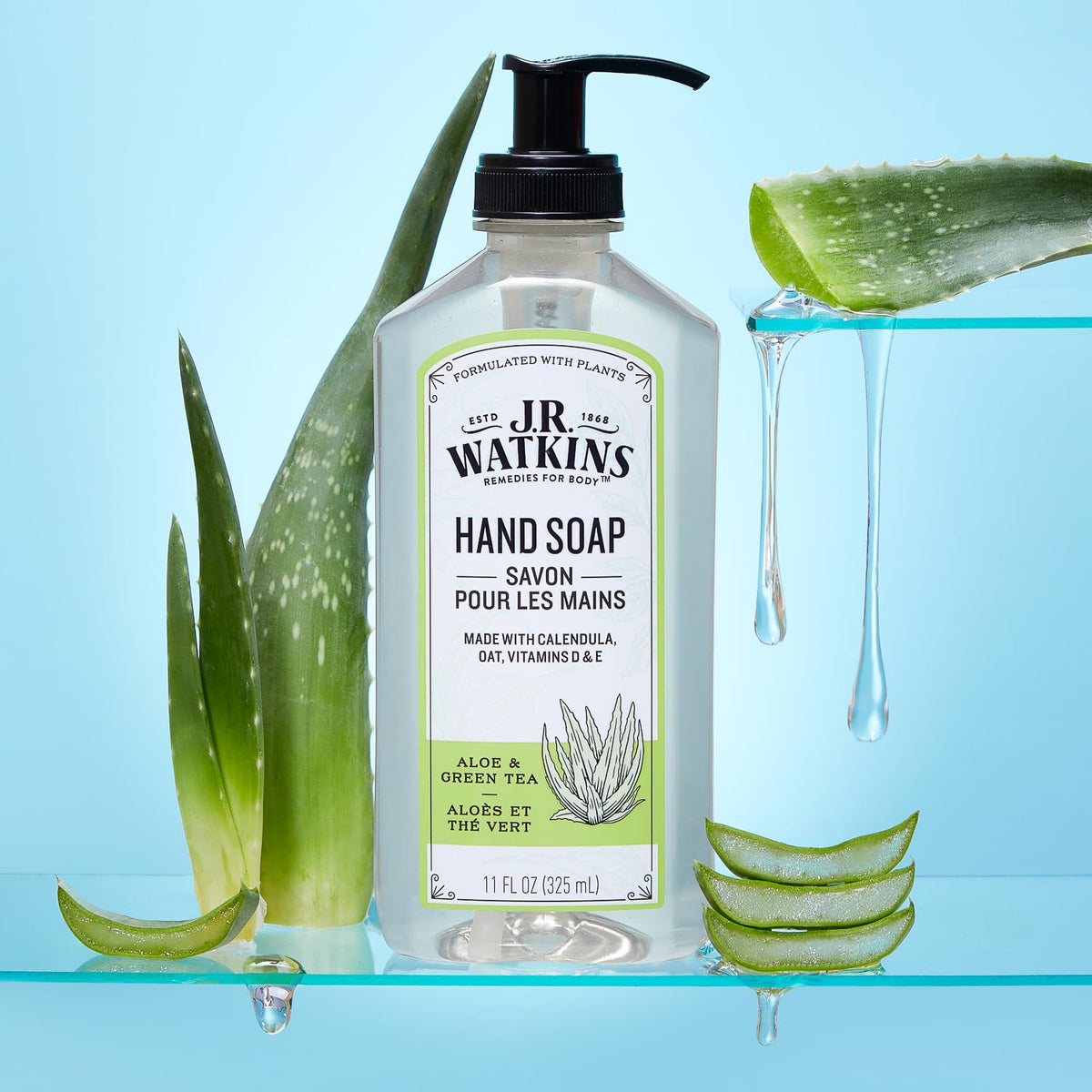 J.R. Watkins Gel Hand Soap 3 Pack Aloe & Green Tea close-up