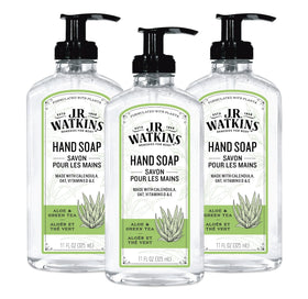 J.R. Watkins Gel Hand Soap 3 Pack Aloe & Green Tea front view