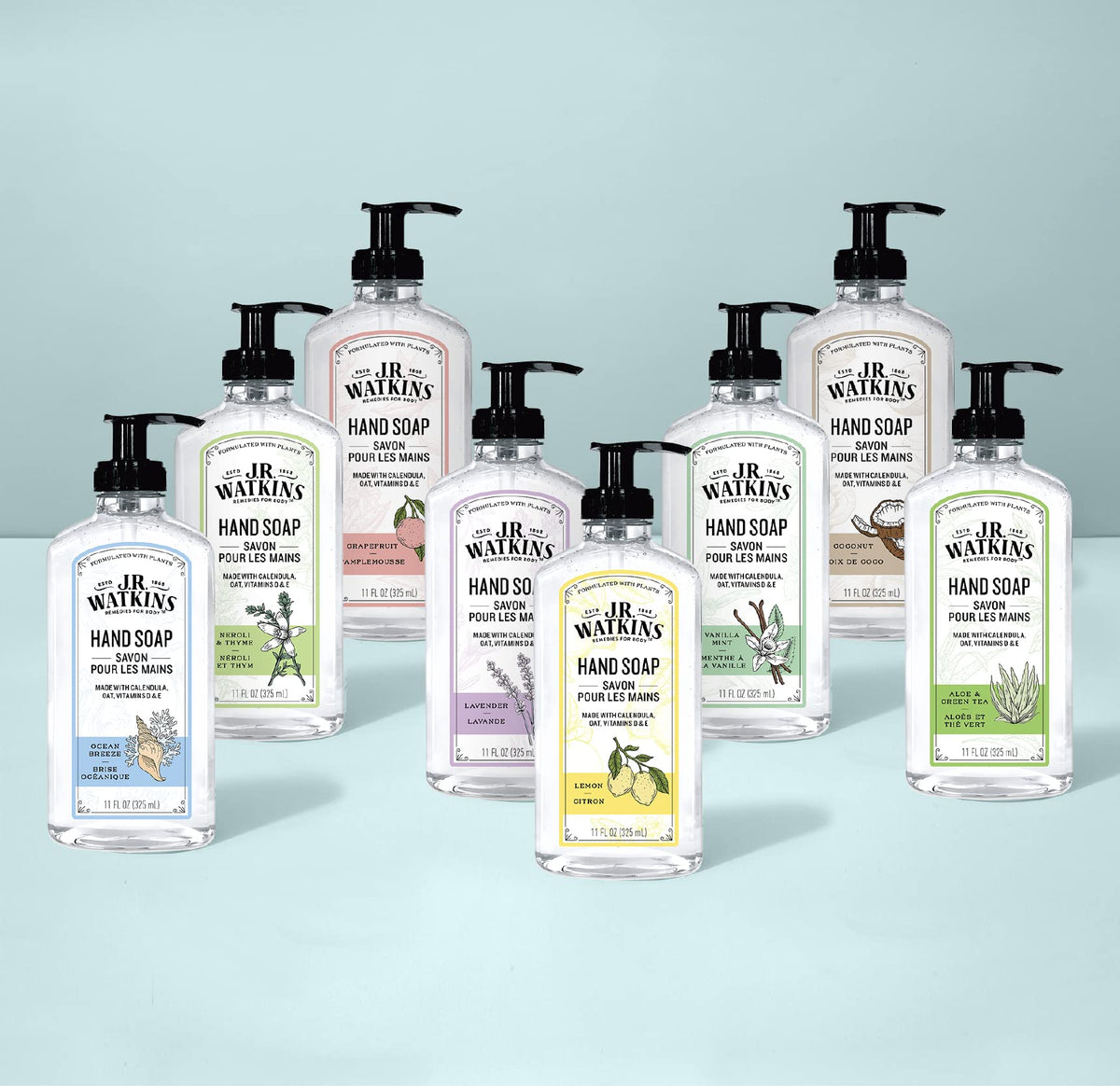 J.R. Watkins Gel Hand Soap 3 Pack Vanilla Mint packaging