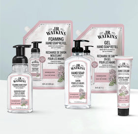 J.R. Watkins Gel Hand Soap being dispensed in a hand