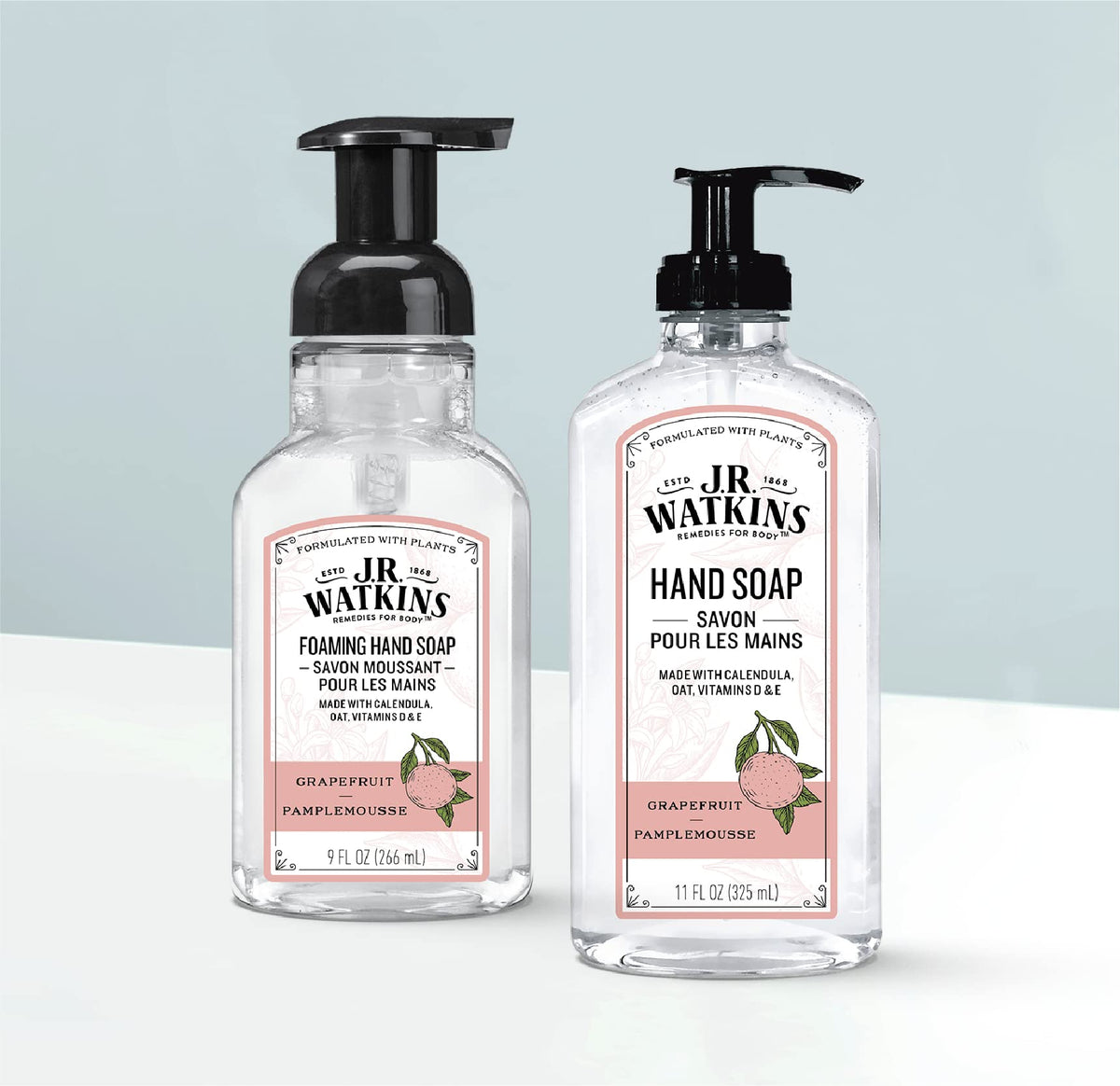 J.R. Watkins Gel Hand Soap Dispenser 3 Pack Grapefruit with lather