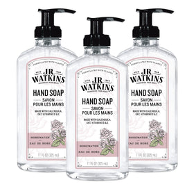 J.R. Watkins Gel Hand Soap Dispenser 3 Pack Rosewater front view