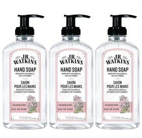 J.R. Watkins Gel Hand Soap Dispenser 3 Pack, Rosewater scent front view