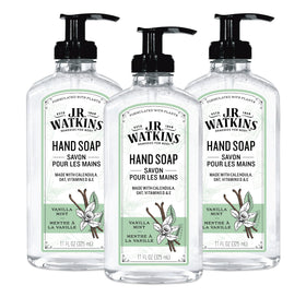 J.R. Watkins Gel Hand Soap Dispenser 3 Pack Vanilla Mint front view