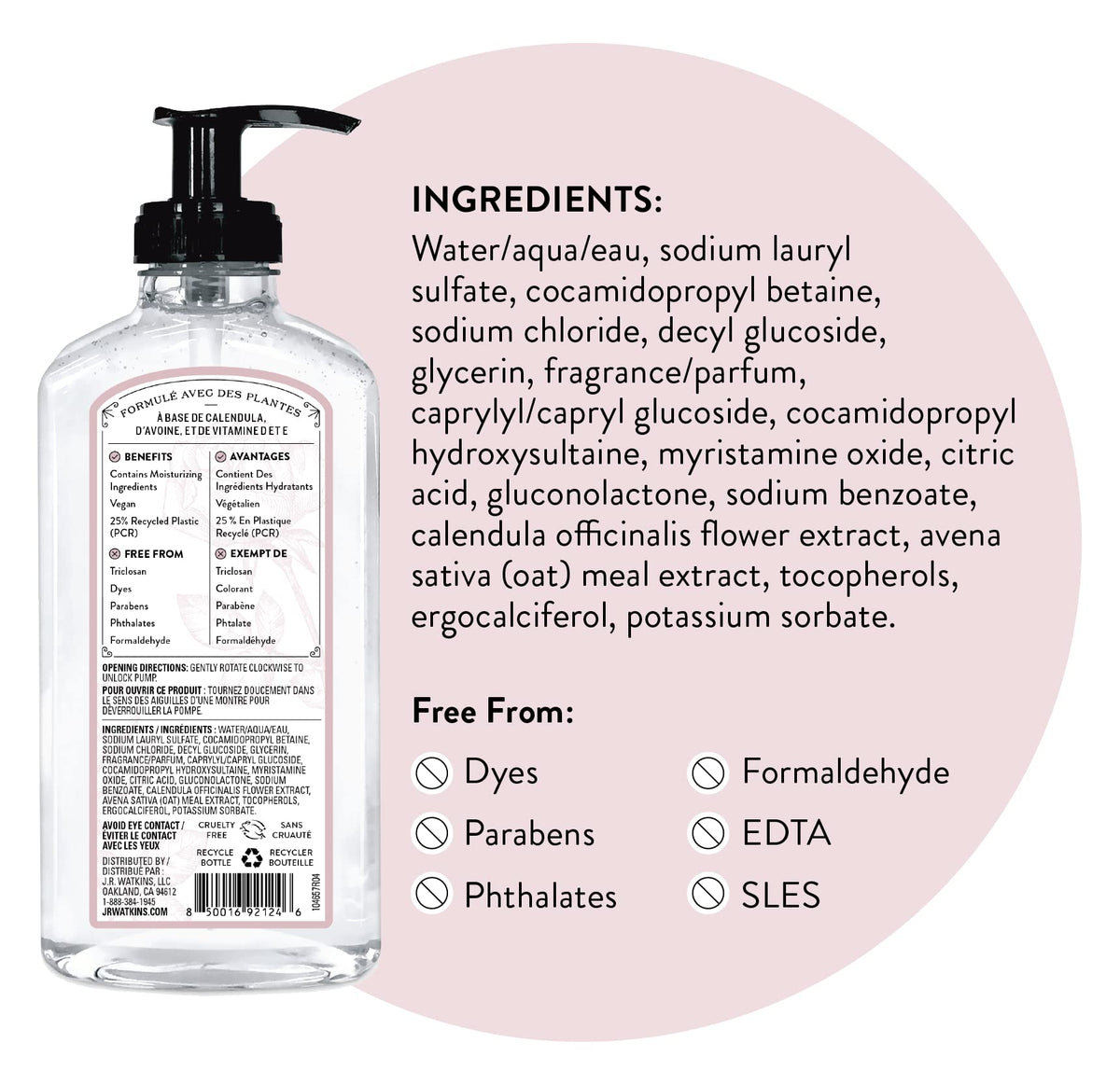 J.R. Watkins Gel Hand Soap packaging details