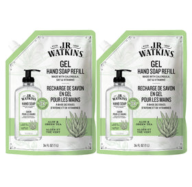 J.R. Watkins Gel Hand Soap Refill 2 Pack Aloe & Green Tea front view