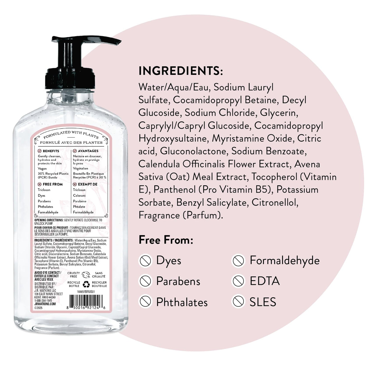 J.R. Watkins Gel Hand Soap showing rich lather