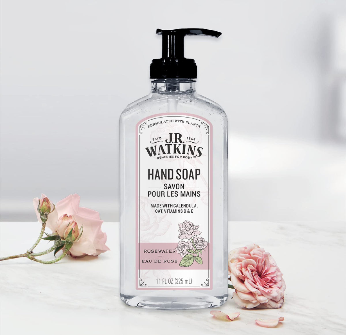 J.R. Watkins Gel Hand Soap with lather on hands