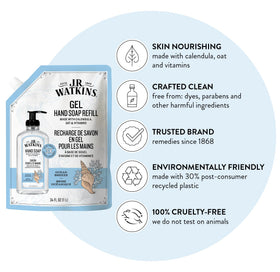 J.R. Watkins hand soap refill back packaging details