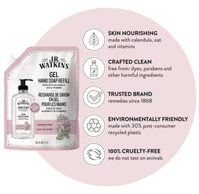J.R. Watkins hand soap refill pouches front view