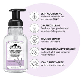 J.R. Watkins Lavender Foam Hand Soap packaging details