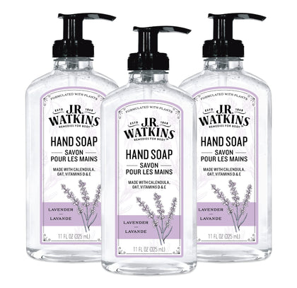 J.R. Watkins Lavender Gel Hand Soap 3 pack front view