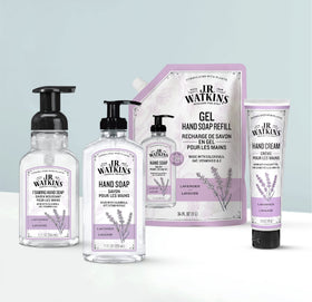 J.R. Watkins Lavender Hand Soap in a bathroom setting