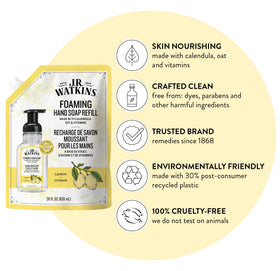 J.R. Watkins Lemon Foam Hand Soap packaging side view