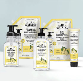 J.R. Watkins Lemon Hand Soap packaging showing ingredients