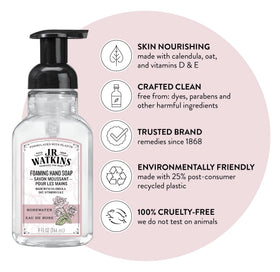 J.R. Watkins Moisturizing Foam Hand Soap 3 Pack, Rose scent back view