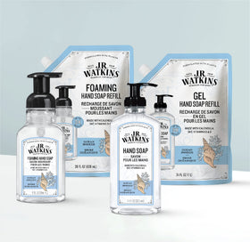 J.R. Watkins Moisturizing Foam Hand Soap packaging with ocean design