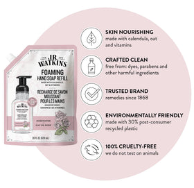 J.R. Watkins Moisturizing Foam Hand Soap Refill 2 Pack packaging