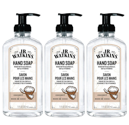 J.R. Watkins Moisturizing Gel Hand Soap 3 Pack Coconut front view