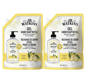 J.R. Watkins Moisturizing Gel Hand Soap Refill 2 Pack, Lemon, front view