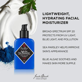 Jack Black Double Duty Face Moisturizer back view with ingredient details